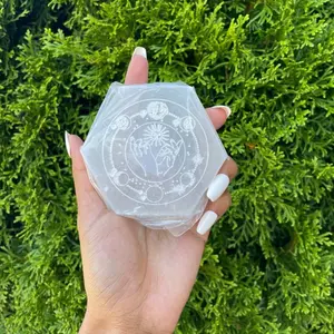 Selenite Moon Phases Hexagon