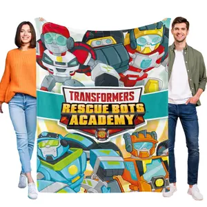 Retro Movie Transformers Rescue Bots Flannel Blanket Soft Cozy Throw Blanket Warm Lightweight for Bedroom, Dorm Room, Sofa, Couch, Office and Travel