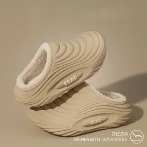 Winter men women Slippers Indoor Leather House Waterproof Warm Home Fur Slipper Couple Shoes Plush Size outdoors Non slip Shoes