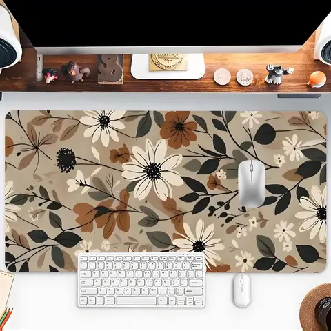 Floral Pattern Mouse Pad, Rectangle Gaming Mouse Pad, Non-slip Rubber Base Mousepad, Office Desk Keyboard Mouse Mat for Home Office Game Room Desk, Computer Desk Accessories, Desk Accessories, Desktop Accessory, Desk Supplies