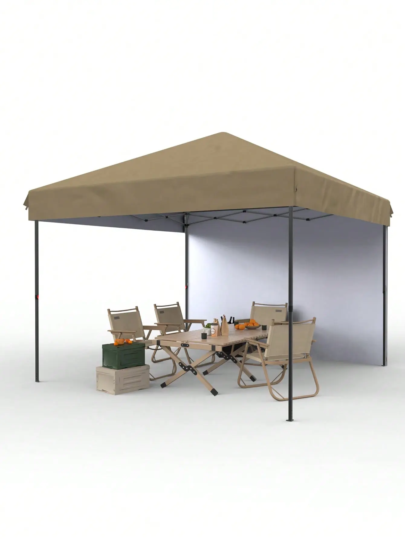 Gaomon 10x10 Portable Instant Canopy Tent - Sturdy Shaded Outdoor Shelter, Waterproof Oxford Fabric, 1-Person Tool-Free Setup, Heavy-Duty Commercial Steel Legs, Khaki Sidewall for Fishing,Sports