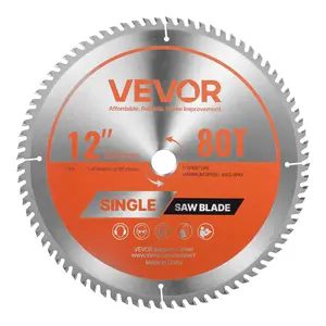 VEVOR Circular Saw Blade,  305 mm Diameter, 80 Sharp Alloy Teeth, 25.4 mm Arbor, Fine Finish, Wood Cutting Blade for Circular Saw, with Noise-Reducing Heat Vents, for Cutting Plywood, OSB, Hardwood
