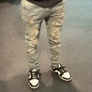 Men's skinny Jeans -Distressed Look, Suitable for Men,zip bottom - Menswear