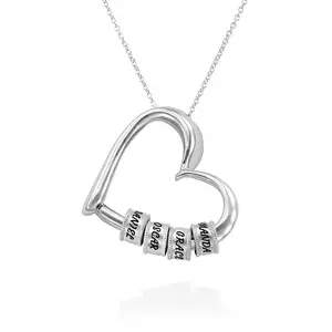 Personalized Names Heart Necklace Custom Family Names Beads - mothers day gift name heart necklace