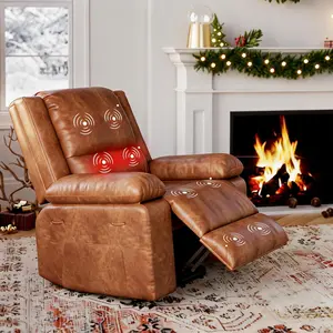 Power Lift Recliner Chair – Heat & Massage, PU Leather Electric Lift Recliner for Elderly & Mobility Impaired – Adjustable Back & Legs – Heavy Duty Lift Chair for Seniors