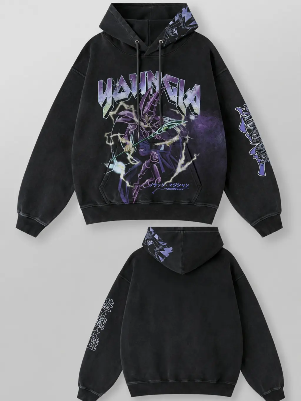 YLa Dark Spellcaster Graphic Hoodie, Fantasy Streetwear Pullover, Vintage Wizard Hoodie, Oversized Unisex Sweatshirt