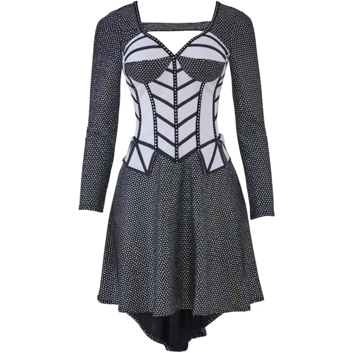 Women's Six the Musical Cosplay Jane Seymour Costume Black-Rimmed Dress
