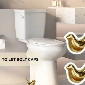 Ceramic Cute Bird-Shaped Toilet Bolt Caps - Adorable Bathroom Decoration Set for Easy Installation, Multi-Pack Holiday Gift Options Cover Farmhouse Gold