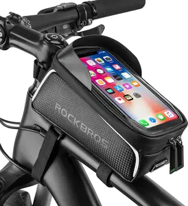 ROCKBROS Bike Phone Front Frame Bag, Waterproof, Tube Bag,Cycling Pouch, Bike Accessories for Men Compatible Phone Under 7”