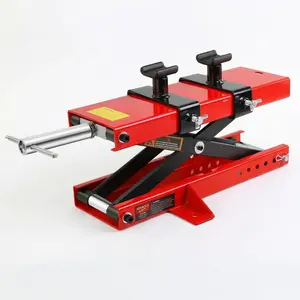 Motorcycle Lift 1100LBS Capacity, Height Adjustable Motorcycle Jack with Hand Crank, Safety Lock Pin and Non-Slip Saddle, Heavy Duty Scissor Lift Jack for Dirt Bike Cruiser ATV Garage Maintenance