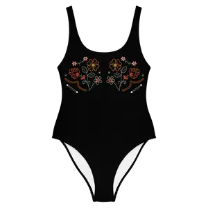 Retro Western Embroidery One-Piece Swimsuit