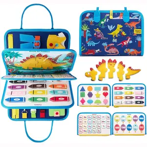 Busy Board Montessori Sensory Toys for Toddlers Boy Girls Travel Books Exquisite Clothing Sports Skills Dinosaur Learning Books Preschool Busy Board