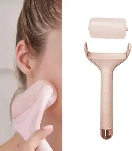 Ice Roller for Face – Rose Gold & Pink Facial Massager, Ergonomic Cooling Therapy Tool, Reduce Puffiness & Under Eye Bags, Portable ABS Skin Care Roller for Travel & Daily Use