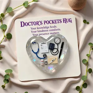 Doctor Pocket Hug Card, Heart-shaped Doctor with Inspirational Encouragement Card Message, Positive Message Card, Hug Token, Versatile card accessory, Suitable as a Gift for Family and Friends, Theme Party Gift, Home and Holiday Decoration, Room Decor