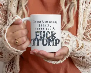 [Sale up to 30%] + [FREE SHIP] [Sale up to 30%] + [FREE SHIP] Anti Trump Coffee Ceramic Mug, Subtle Fuck DT Political Election Cup Gift, Please and Thank You Funny Stylish Drinkware Idea