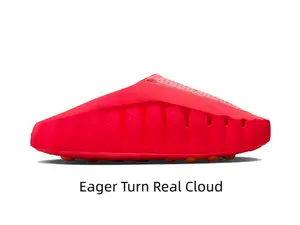 Bright Red Perforated Closed Toe Cloud Slides Wavy Ridged Cushion Outsole One-Piece EVA Quick Dry Shower Beach Slippers