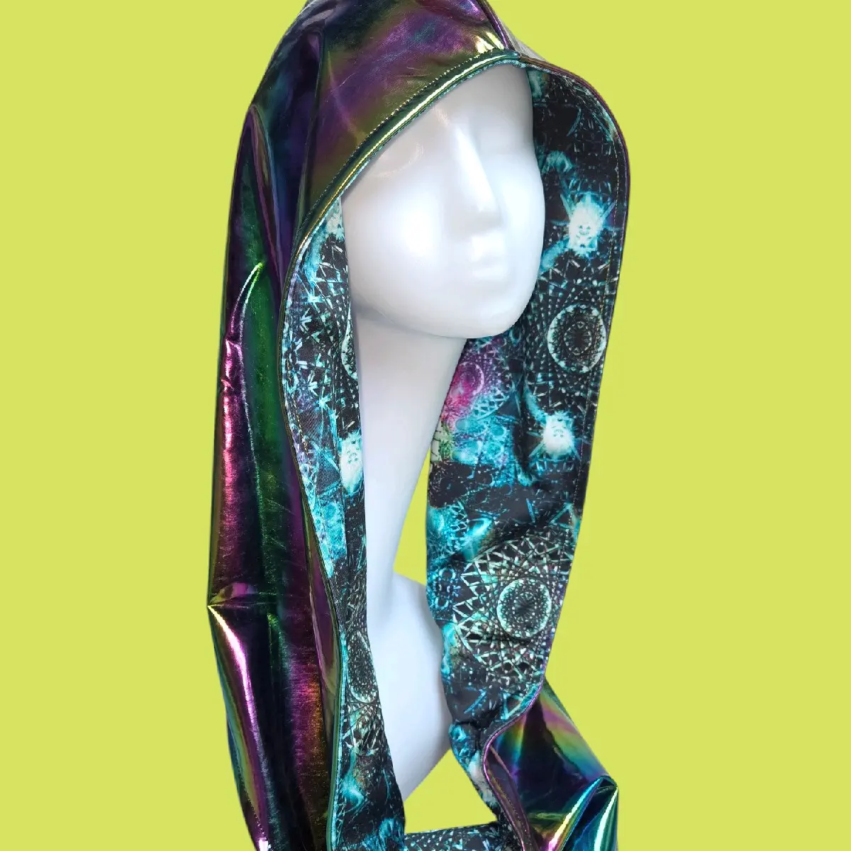 •CHROMATIC FRACTALS• Reversible Infinity Rave hood, unisex hood, edm clothing, rave accessories, pashmina, rave wear, festival hood