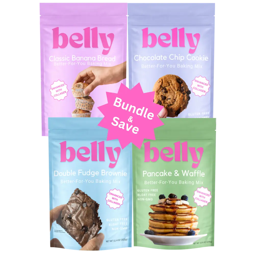 Belly Baking Mix Bundle with Collagen - Cookies, Brownies, Banana Bread, Pancakes & Waffles - Gluten/Grain Free l Bloat-Free Formula l Low Sugar & High Protein l Non-GMO