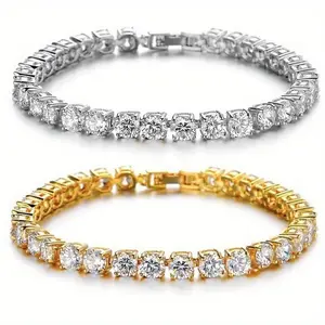 2Pcs Luxurious Sparkling Full Rhinestone Bracelets Set Fashionable Unisex Golden & Silvery Round Cut Exquisite Shiny Rhinestone Bangle Fashion Accessory Jewelry Ornaments Perfect For Gifting During Festivals