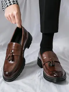 Men's Fashionable Solid Color Slip on Dress Shoes, Casual Comfortable Loafers for Daily Wear, Smart Casual Shoes, Fashion Shoes for Party, Daily Clothing Decor, Rubber