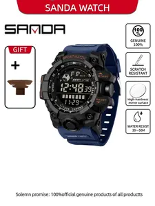 Sanda Hot selling Multi functional Men's Electronic Outdoor Sports Watch Single Display Waterproof Night Light Men's Watch