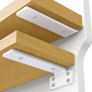 Shelf Bracket, Floating Shelf Bracket 10 Inch , 6 Pack Heavy Duty Shelf Brackets, Metal Wall Shelf Brackets with 1/5 Inch Thick and Holds 160+lb, Brackets for  Shelves,White