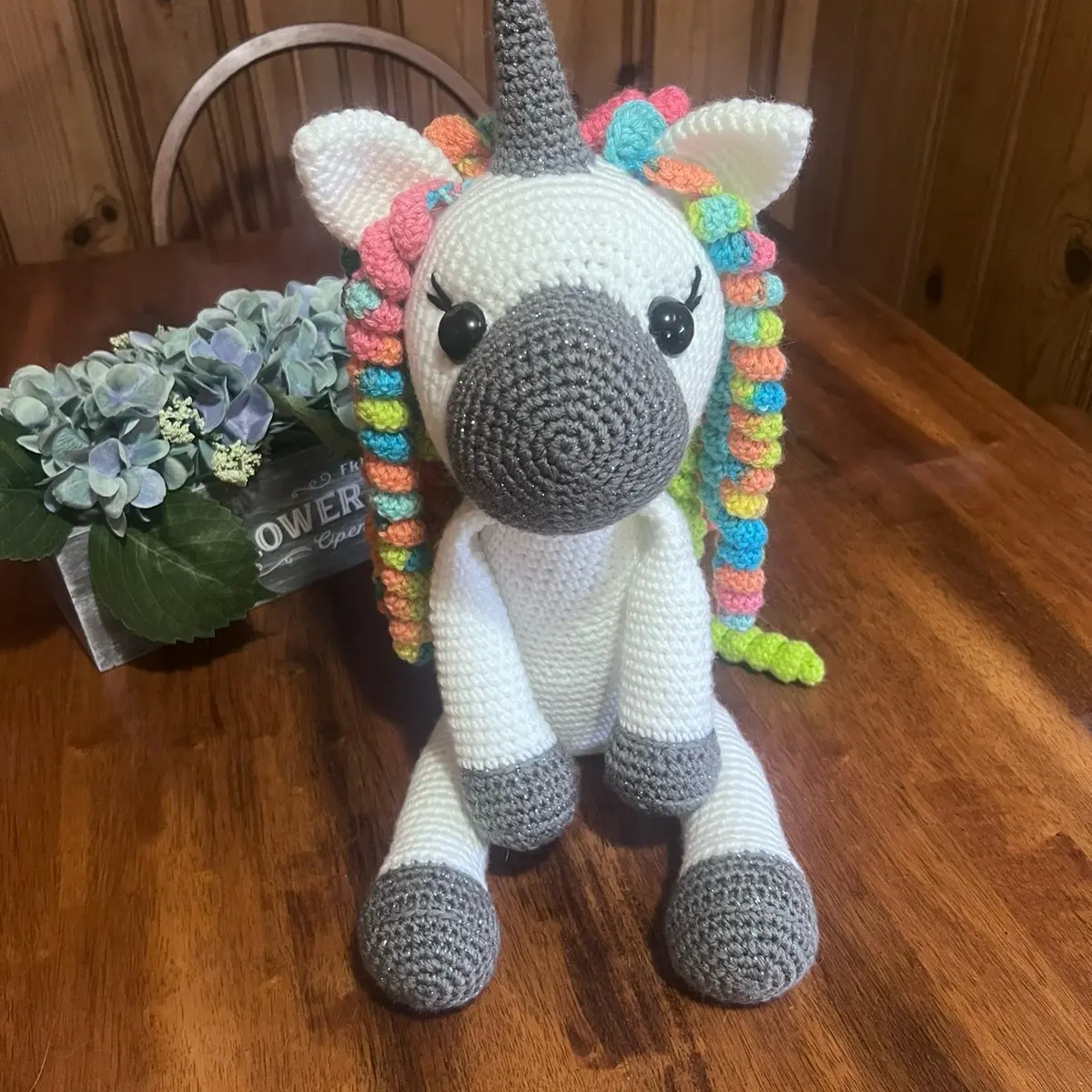 Delilah the unicorn crochet stuffed animal