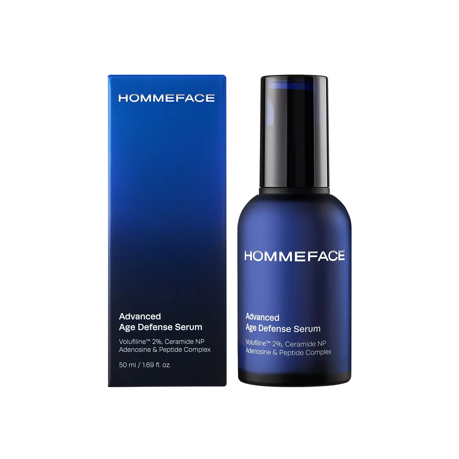 HOMMEFACE Advanced Age Defense Serum for Men, Anti-Aging, Firming and Tightening with Volufiline 2%, Ceramide, Collagen, Hyaluronic Acid & Peptides. Skincare Hydrating