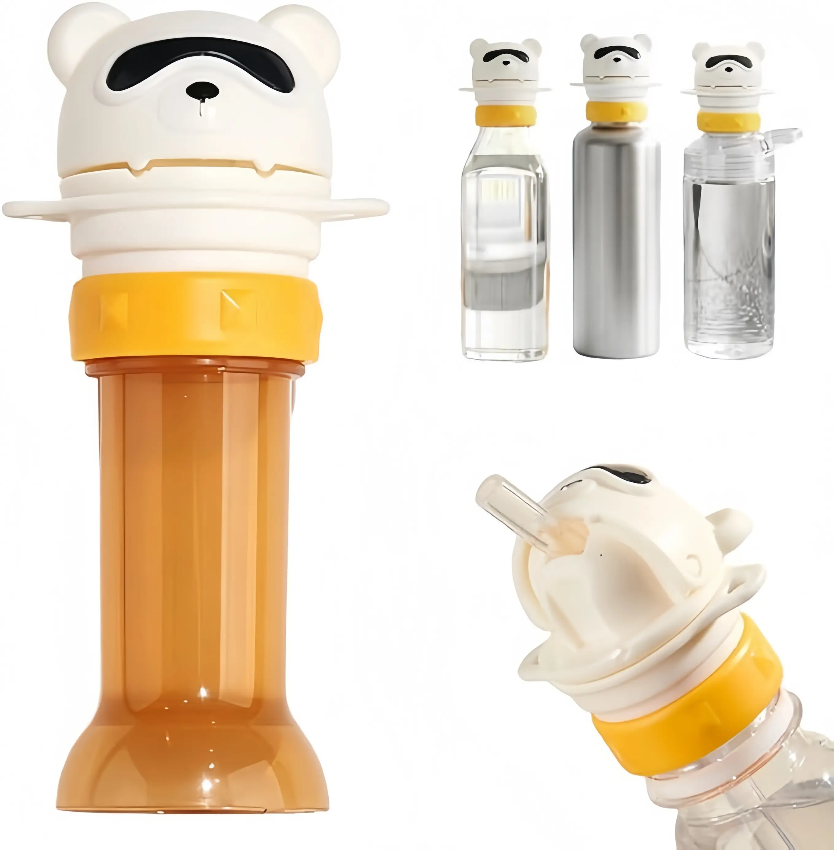 Toddler Cup Conversion Lid with Straw, Spill-Proof Bottle Adapter, Leak-Proof Reusable Straw Cap for Kids 0-3 Years