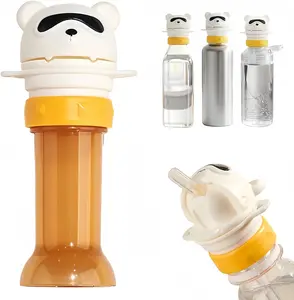 Battle Bear Toddler Straw Converter for Water Bottle, Universal No-Spill Bottle Cap Adapter with 3 Sizes, Mess-Free Travel Straw Lid for Kids and Babies, Reusable Juice & Soda Top Travel Gear