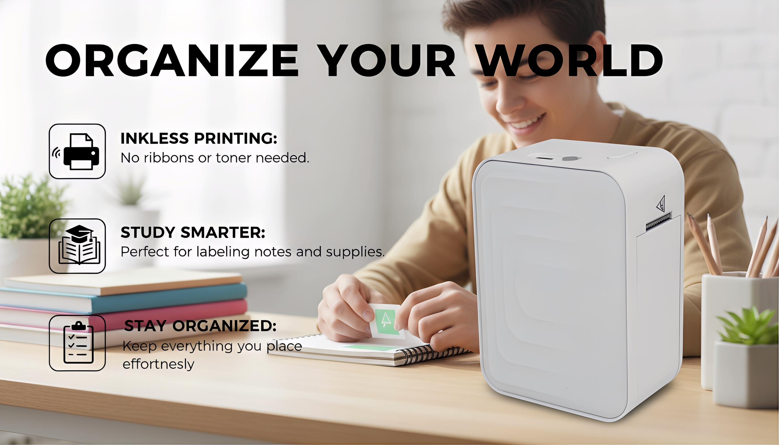 Marklife mini label maker, portable label printer, wireless Bluetooth printer. Can print thank you labels, item labels, and spice jar labels, suitable for office, home, and student use. Suitable as a Mother's Day gift for mom.