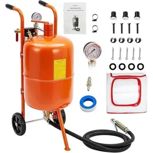 10 Gallon Sand Blasting Machine, 125 Psi Pressure Air Sand Blasting Kit w/4 Ceramic Nozzles & Oil-Water Separator, for Stain Removal Paint Handheld Compressor Tool
