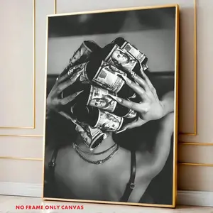 1 piece/set, Fashionable Wall Art Canvas Poster Print Black and White Minimalist Art Trendy Artwork Perfect for Dorm Rooms Modern Home Decor Suitable for Living Rooms, Bedrooms Frameless, 2D Flat