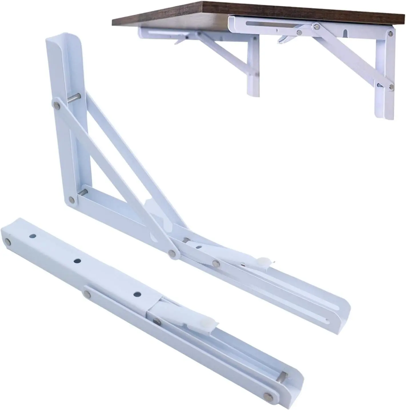 Folding Shelf Bracket 20 inch,Folding Brackets Heavy Duty Max.Load 410lb,DIY Space Saving Wall Mounted Folding Table,Pack of 2