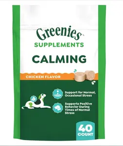 Greenies Calming Chews for Dogs Chicken Flavor 7.3 oz 40 ct Supports Calmness Relaxation with L-Tryptophan & L-Theanine Made in USA