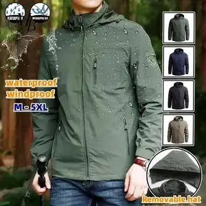 Men's outdoor waterproof jacket plus size windbreaker raincoat breathable fishing camping tactical jacket men's clothing