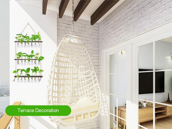 Renter-Friendly Large Indoor Plant Wall Hanger 3-Tier Glass Test Tube Planter 15.7" Wide for Small Apartments Office Spaces Decor Hanging