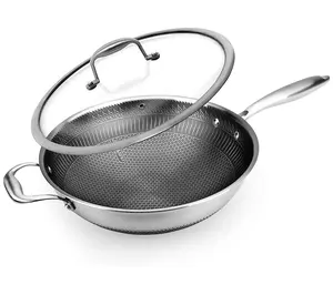 Nutrichef 12'' Stir Fry Pan with Glass Lid