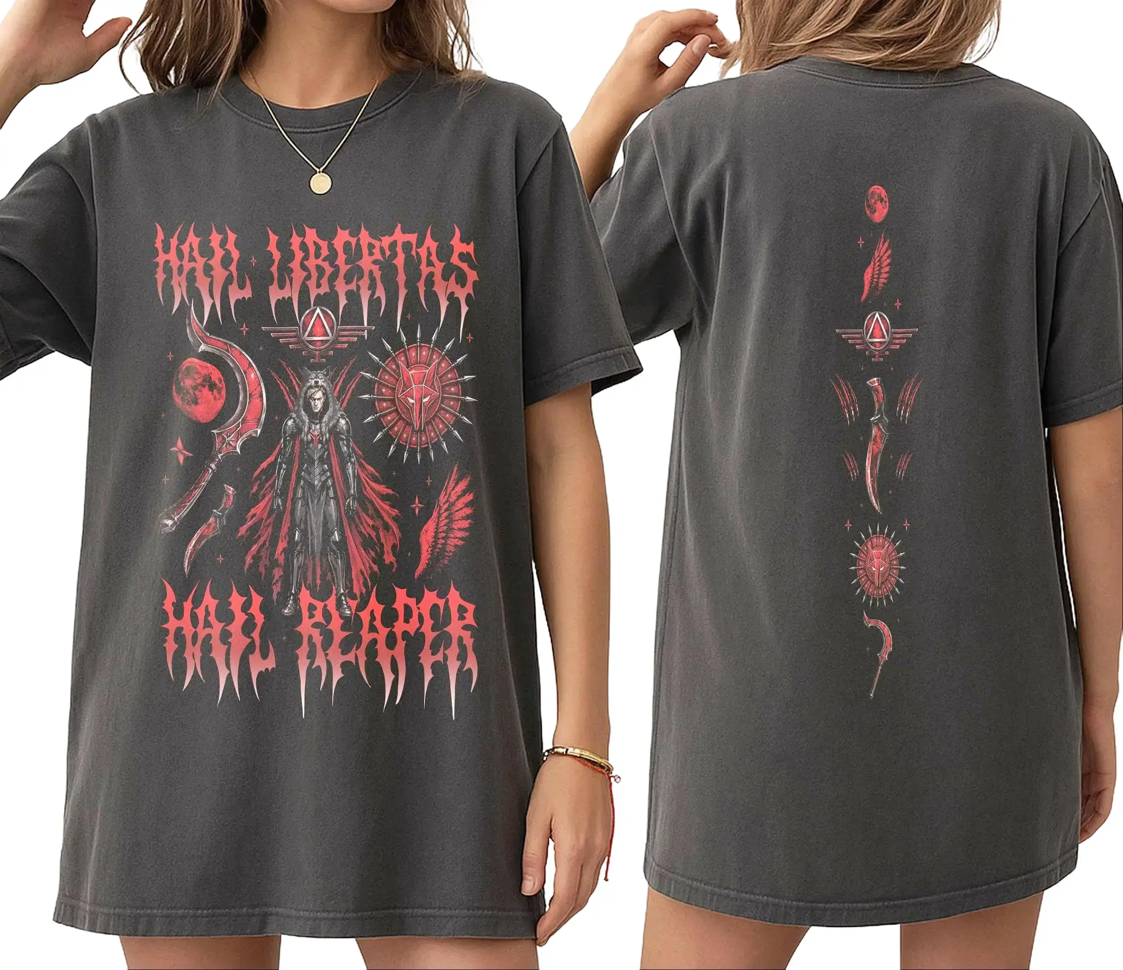 Red Rising Hail Libertas Comfort Color Tee Goblin SlingBlade Hail Reaper T-Shirt Ring Spun Cotton Casual Soft Washed T-Shirt Trendy Tops Perfect Gift