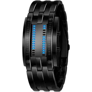 Binary LED Digital Watch – Sleek Modern Design with Unique Binary Time Display, Water-Resistant Alloy Wristwatch for MenBinary Watch, LED Digital Watch, Modern Men's Watch, Minimalist Design, Water-Resistant Watch, Alloy Strap Watch, Unique Timepiece,