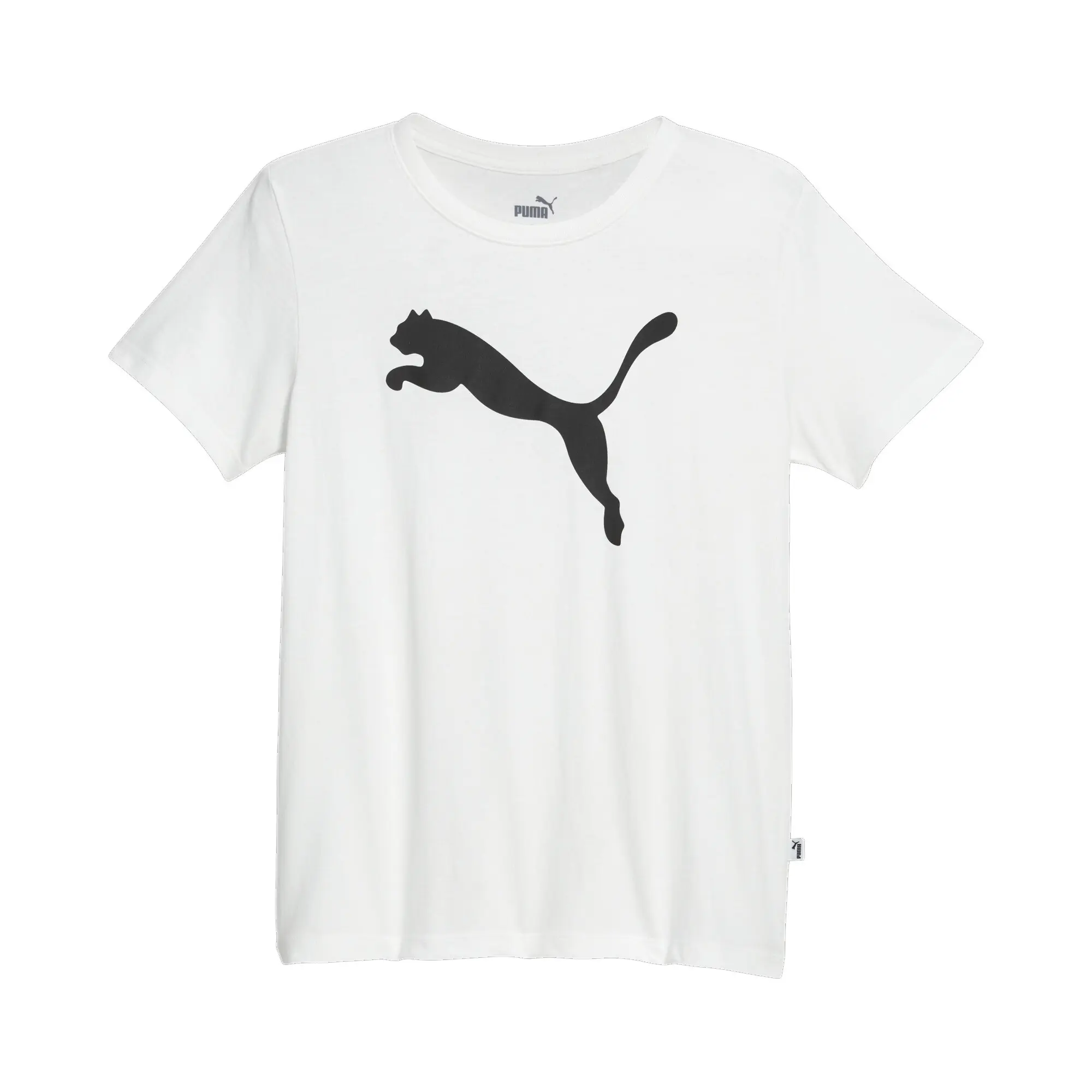 PUMA Womens Essentials Cat Logo Crew Neck Short Sleeve Casual Tops Casual - White