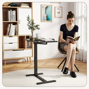 Adjustable Overbed Table with Wheels Mobile Rolling Laptop Desk Tilting Bedside Table for Laptop Bed Sofa and Office Use Black White color Overbed Bedside Desk Mobile Rolling Laptop Stand TiltingTable with Wheels Height Adjustable Tray Table for Overbed