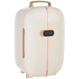 Portable Skincare Fridge with LED Display, 12L Mini Fridge for Beauty, Makeup and Cosmetics, Small Refrigerator Cooler for Bedroom, Home Office, Desktop, White