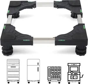 Mini Fridge Stand,Raised Base Adjustable Mini Refrigerator Stand,Washer and Dryer Stand, 4   Washing Machine Pedestal,Appliance ,Base for Heavy weight (Black)