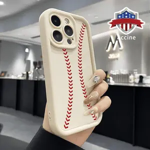 Case for iPhone 16 Pro Max 15 14 Plus 16e 13 12 Mini 11 Promax X XS Max XR xsmax baseball Stitching All Coverage Enhanced Camera Lens Protection Rugged Softcase Gift for Girl
