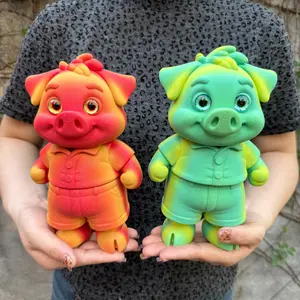 1pc 3D Printed Fun Pig Figurine, Home Decor with Realistic Eyes, Adjustable Joints, Christmas Gift, Party Decoration, 3D Printed Animal Statue, Collectible Figurines, Piggy Ornaments