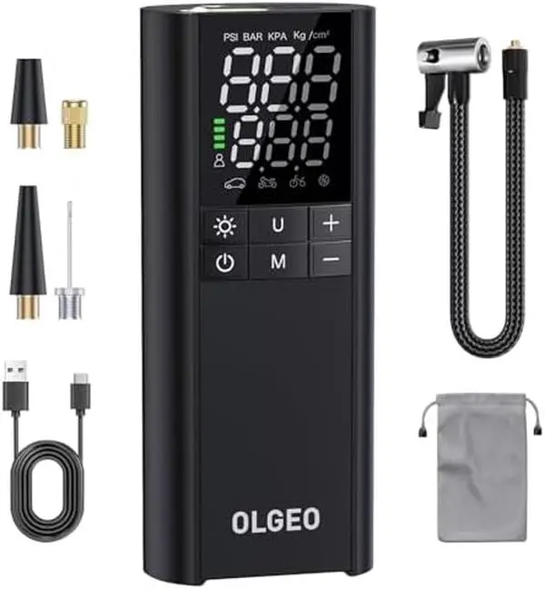OLGEO Tire Inflator Portable Air Compressor 170PSI Cordless Air Pump 4X Faster with Pressure Detection One Click Smart for Car Motorcycle Bicycle and Ball