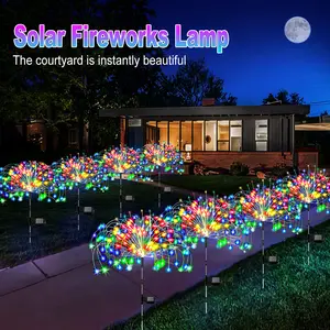 Solar Fireworks Lights Outdoor, 60/200/300LED Waterproof Garden Lights, 8 Lighting Modes Fairy Lights,  With Stakes, Party Atmosphere Lights, For Yard, Patio, Garden, Pathway, Villa,  Decoration Lighting