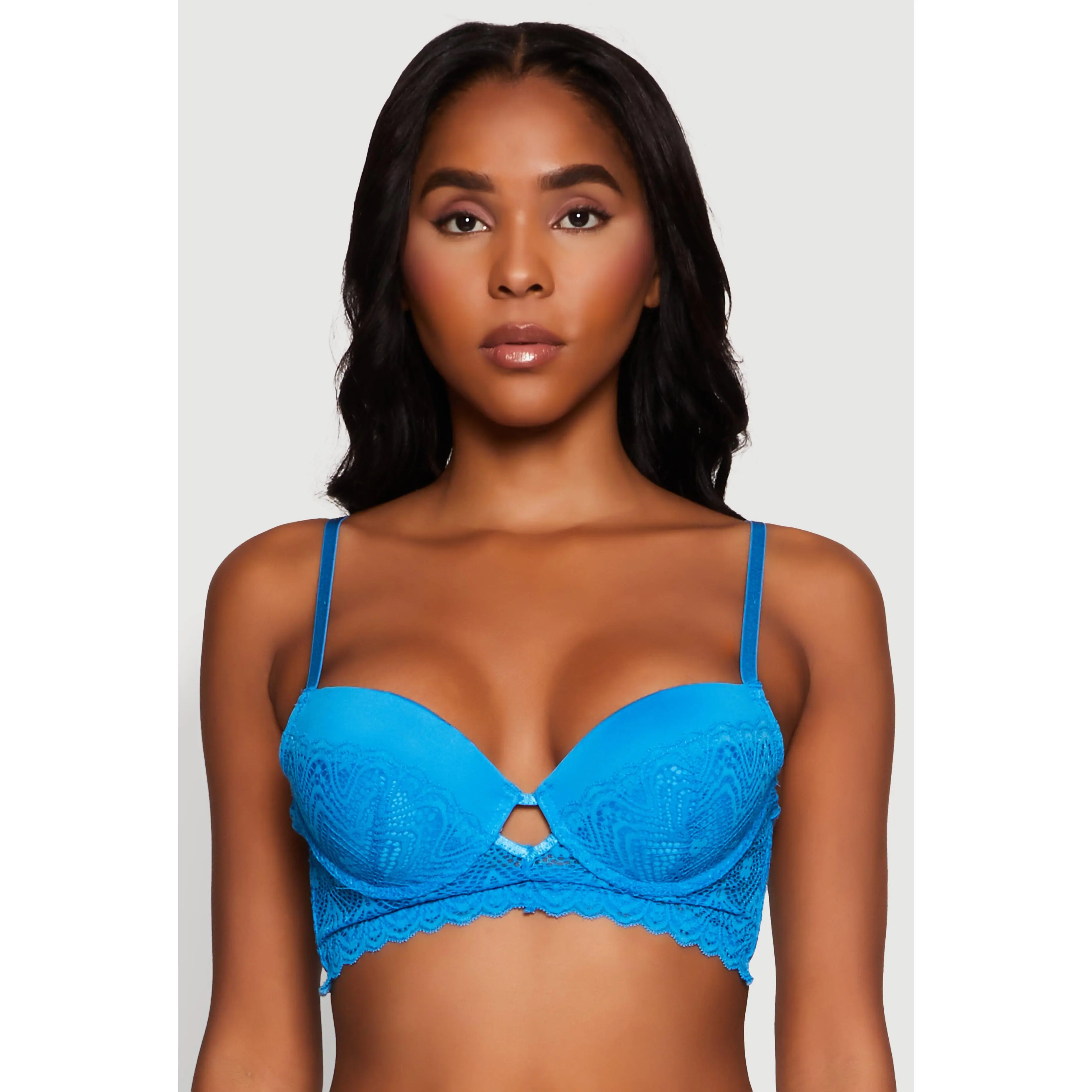 Lace Keyhole Push Up Plunge Bra