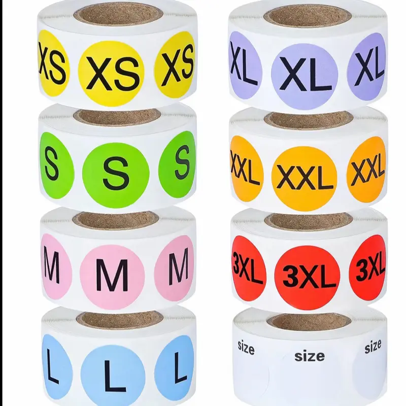 Size Tags for Clothing and Apparel - XS, S, M, L, XL, XXL, 3XL - Perfect for Retail and Fashion Industry Use